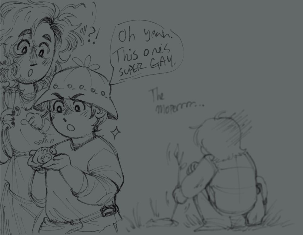 The same image as the original post, but Ellis in the back is blurred out of focus, so we can see Matteo and Sylvia more clearly.