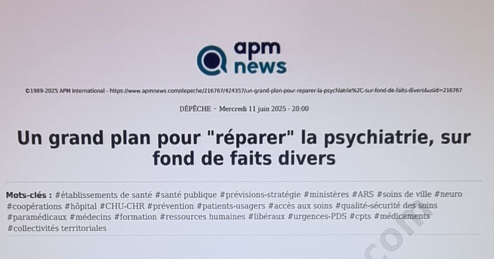 Titre dépêche apm sut lenolan psychiatrie " sur fond de faits divers"