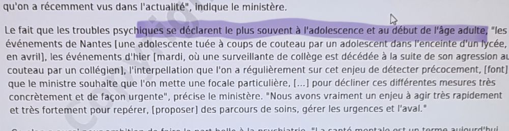 Extrait plan psychiatrie " les tr psychiques se déclarent le plus souvent à l'adolescence..."