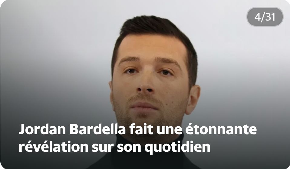 Photo de bardella, titre d'un article yahoo " jordan bardella fait une étonnante révélation sur son quotidien" 