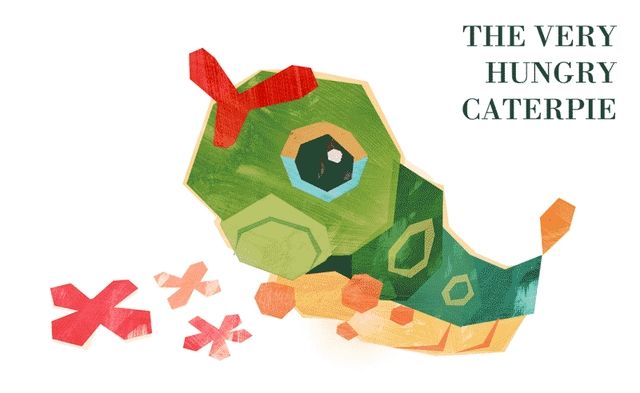 fan art/edit of a pokefied version of "The Very Hungry Caterpillar"