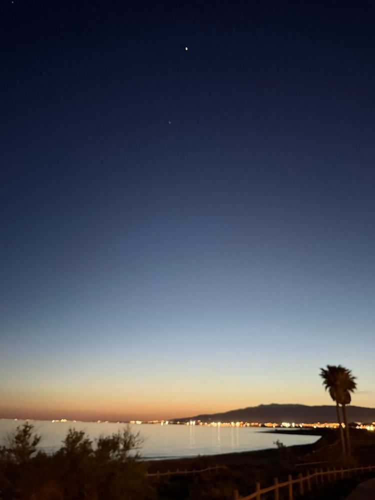 Sunset with Jupiter in the night sky 