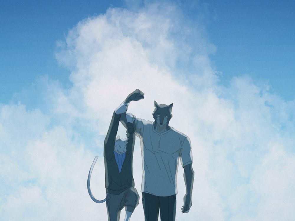 Yuki (catman brat) and Helbert (wolfman). Helbert is Yuki's guardian/parental figure