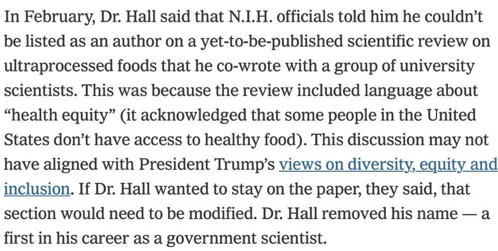 Scott was NIH's leading food researcher. 