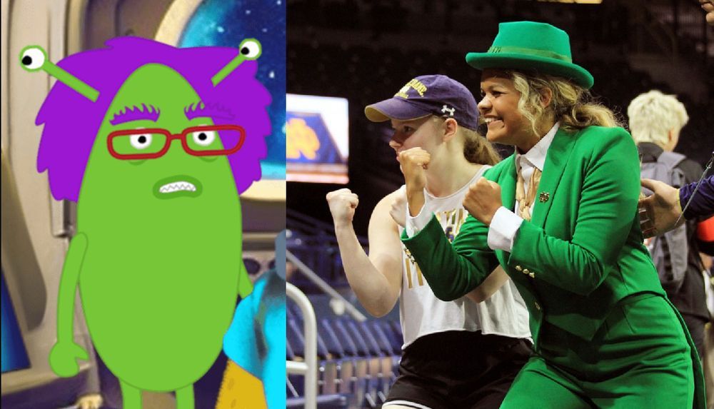 Lynnette Wukie made her debut as Notre Dame's first female leprechaun at a women's volleyball game on Aug. 31, 2019, in South Bend, Ind. University of Notre Dame