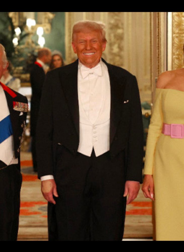Trump in an ill fitting tuxedo. 