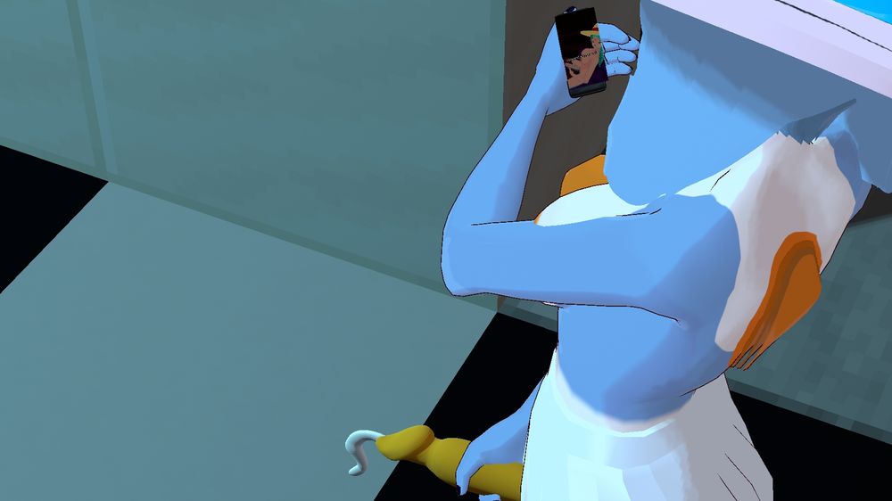 Pictured is a shiny gardevoir holding her phone looking at a green haired one-armed elf balancing two monster energy cans off of her thigh to compare their size to her cock blushing and smiling with the caption just wanted to show off~ as she strokes her cock shooting off cum admiring the picture of her friend