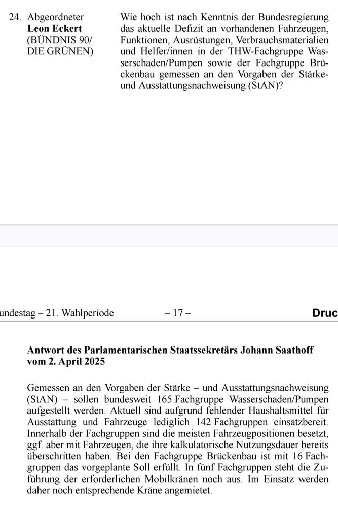 Schriftliche Frage des Abgeordneten Leon Eckert - Nummer 24
Abrufbar unter: https://dserver.bundestag.de/btd/21/000/2100019.pdf
