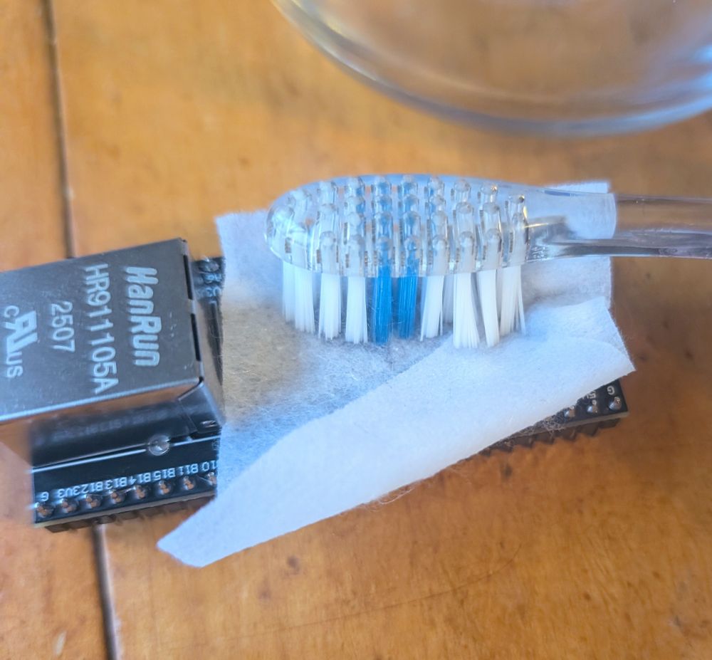 Brushing the "teeth" of this WCH demo board I soldered pin headers to