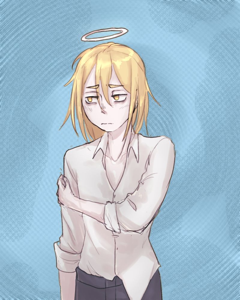 image of a depressed blonde angel [Distant Sunlight, Endless Regrets by frgmnt]