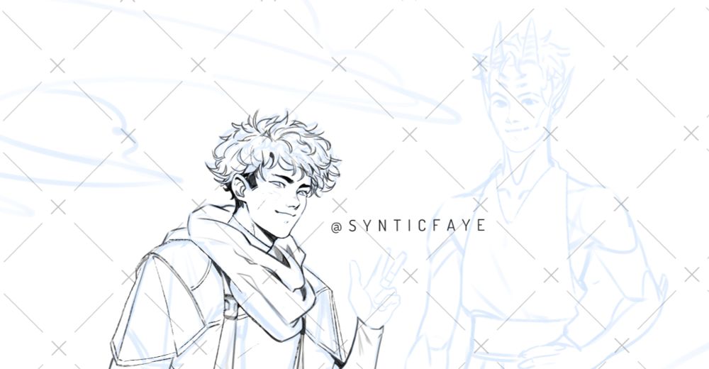 Lineart work in progress of my characters Cole and Jeo 