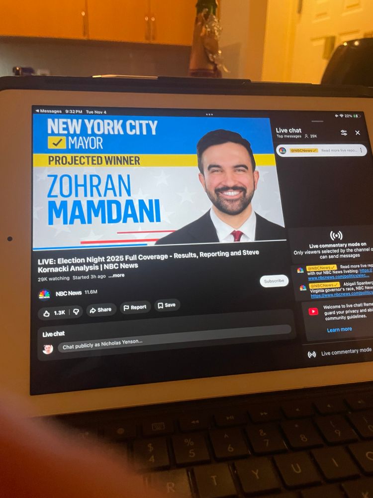 NBC News: New York City Mayor projected winner ZOHRAN MAMDANI