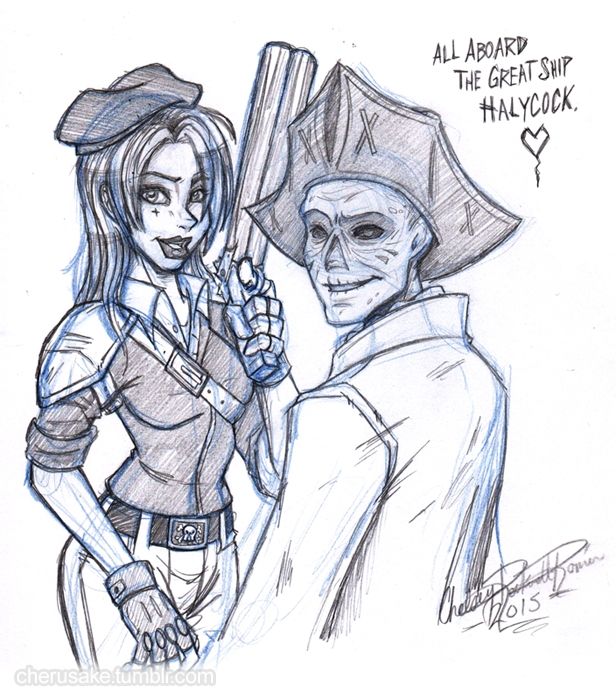 A sketch of Chelsifer and Hancock looking towards the viewer.