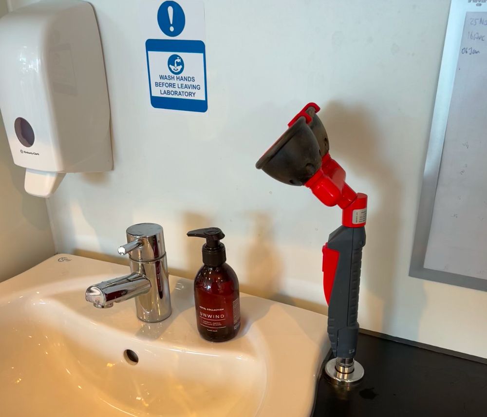 Fancy soap instead of normal soap to wash our hands in the sink. 