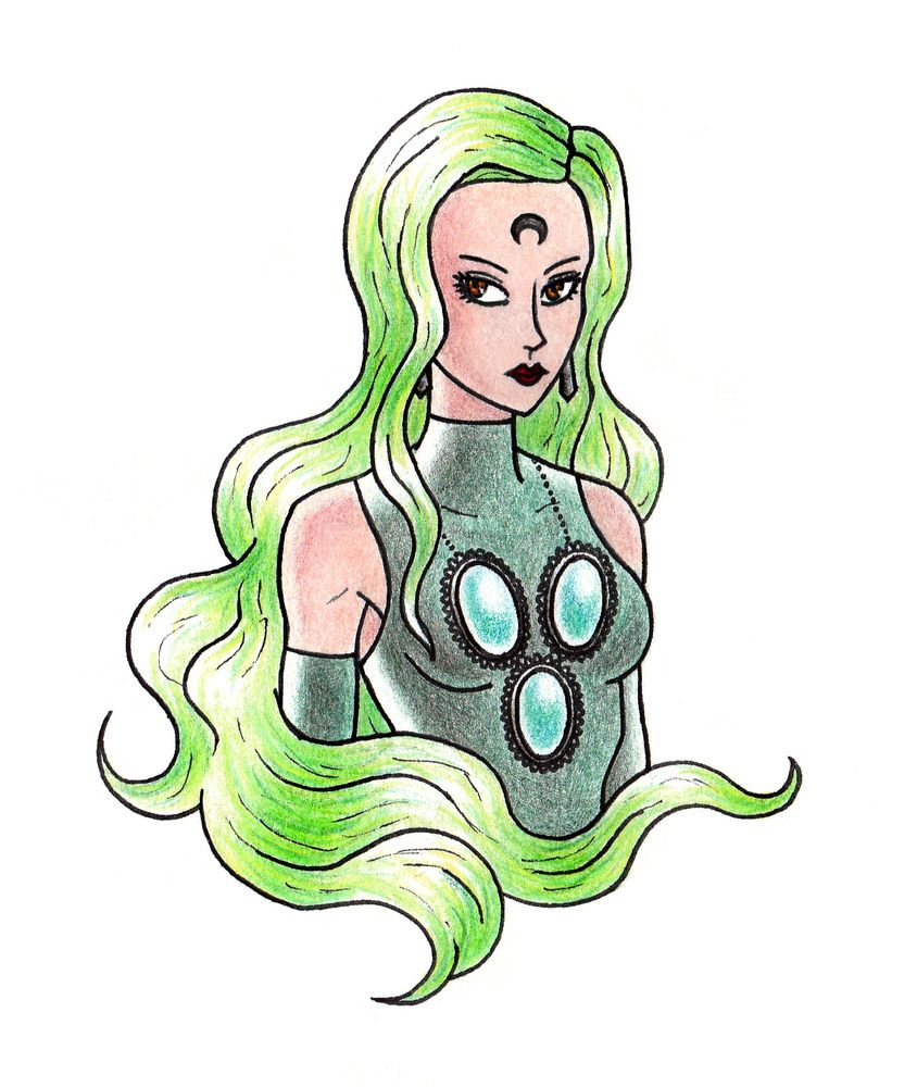 Colored pencil illustration of Esmeraude from Sailor Moon R.