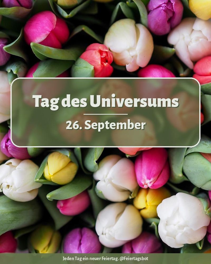 Bild von einem generischen Stockfoto mit Text in der Mitte: Tag des Universums. 26. September.