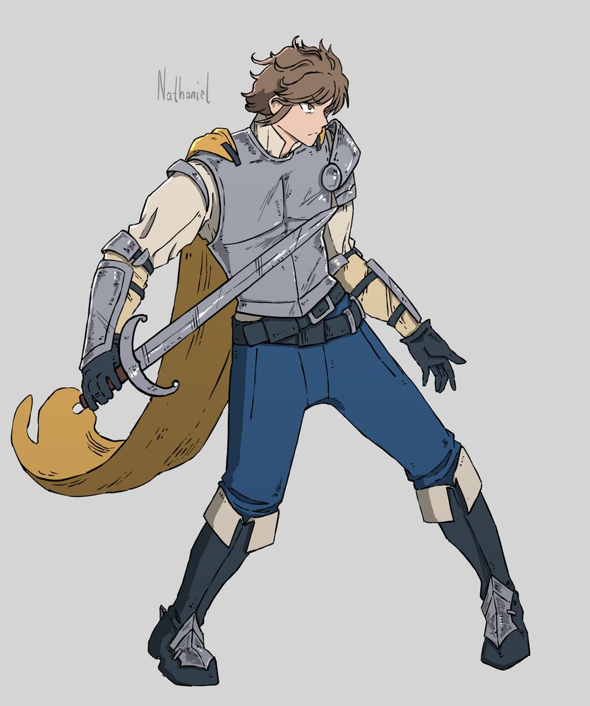 knight character design, battle ready