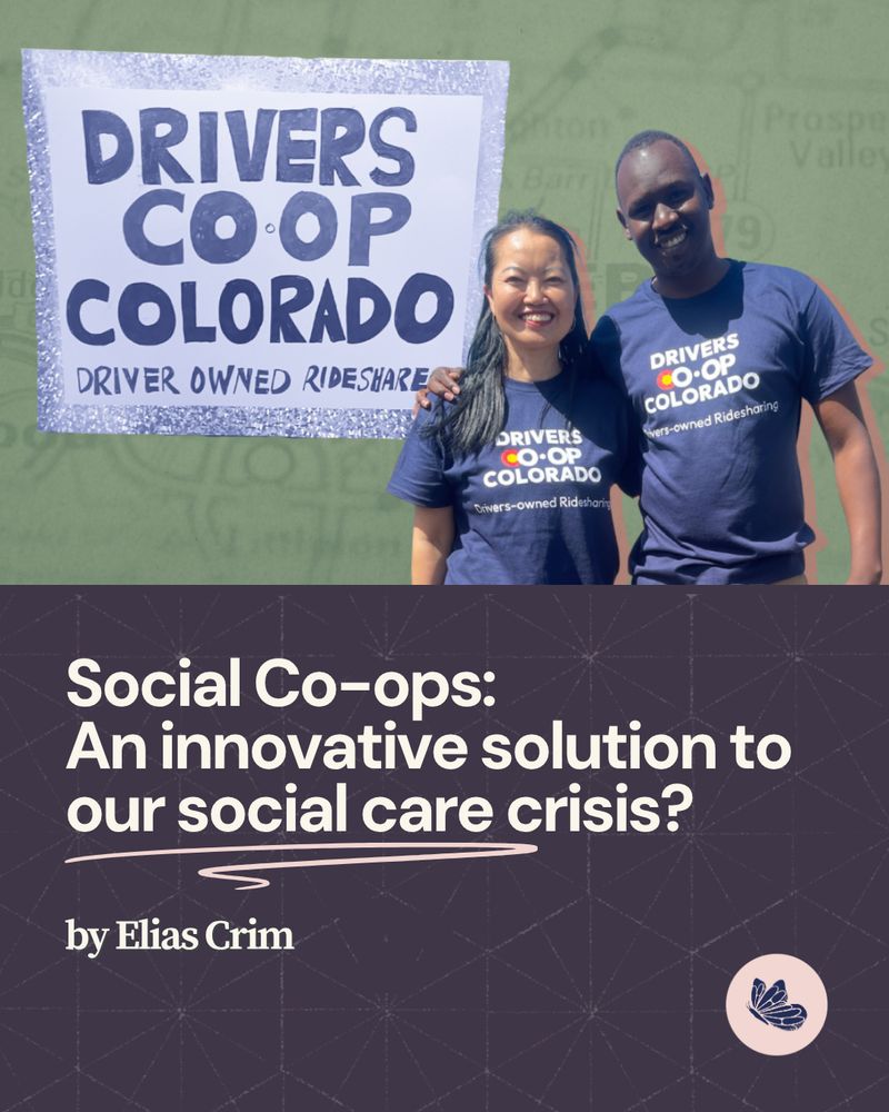 Graphic that reads Social Co-ops: An innovative solution to our social care crisis? By Elias Crim