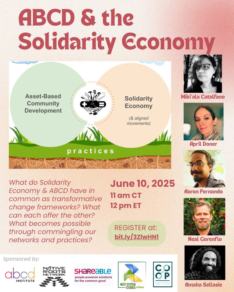 Promo graphic for ABCD and the Solidarity Economy event on June 10 at 12:00 PM ET