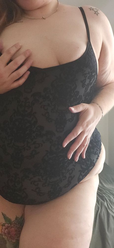 Callie in her black velvet bodysuit