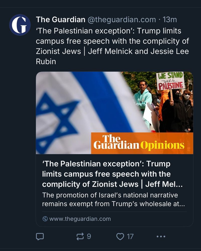 Headline: ‘The Palestinian exception’: Trump limits campus free speech with the complicity of Zionist Jews