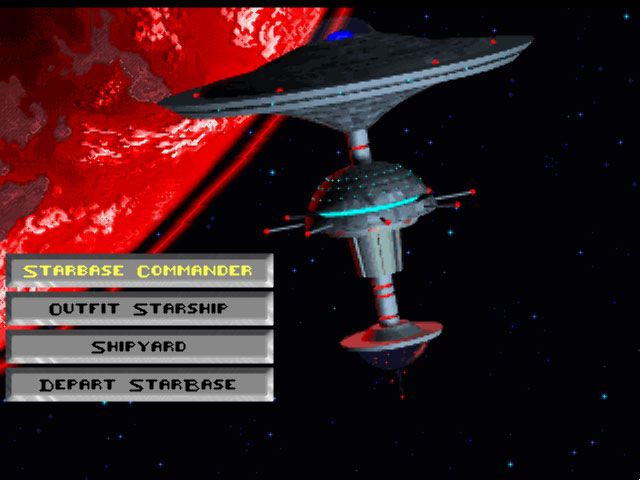Screenshot from Star Control II, showing the Starbase orbiting Earth and the starbase menu.