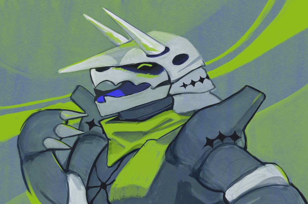an aggron with a green hankerchief and abstract background