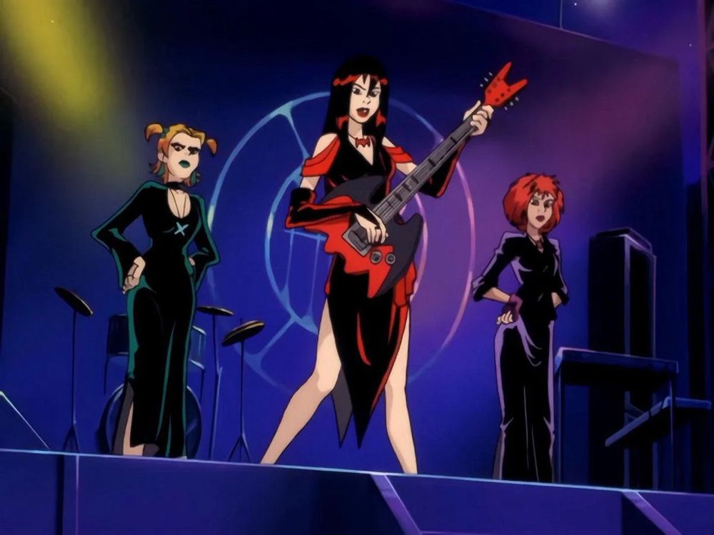 The Hex Girls from Scooby Doo on stage 