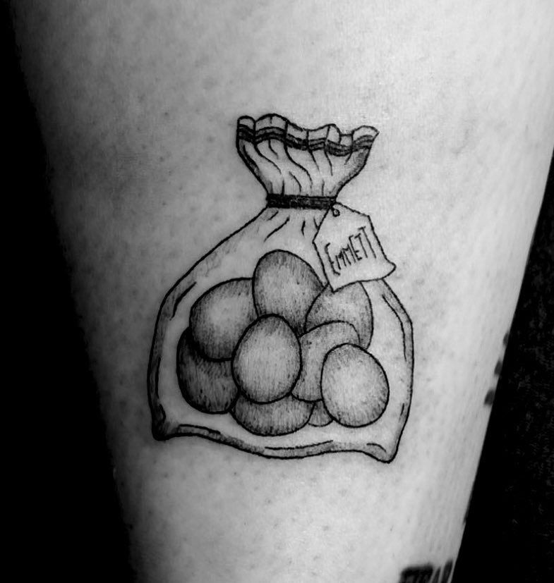 A silly little tattoo of the ziploc bag full of hardboiled eggs