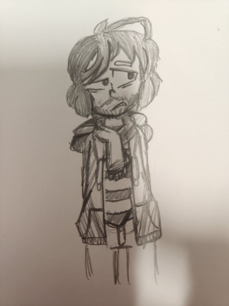 random bearded guy in a sweater, jacket, and scarf