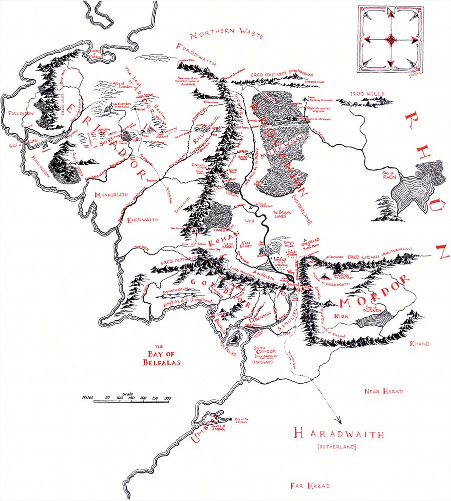An ink map of Middle Earth