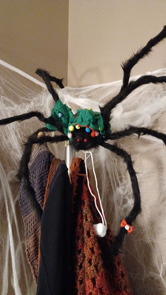 dorothea the even bigger spider, done up for winter holidays