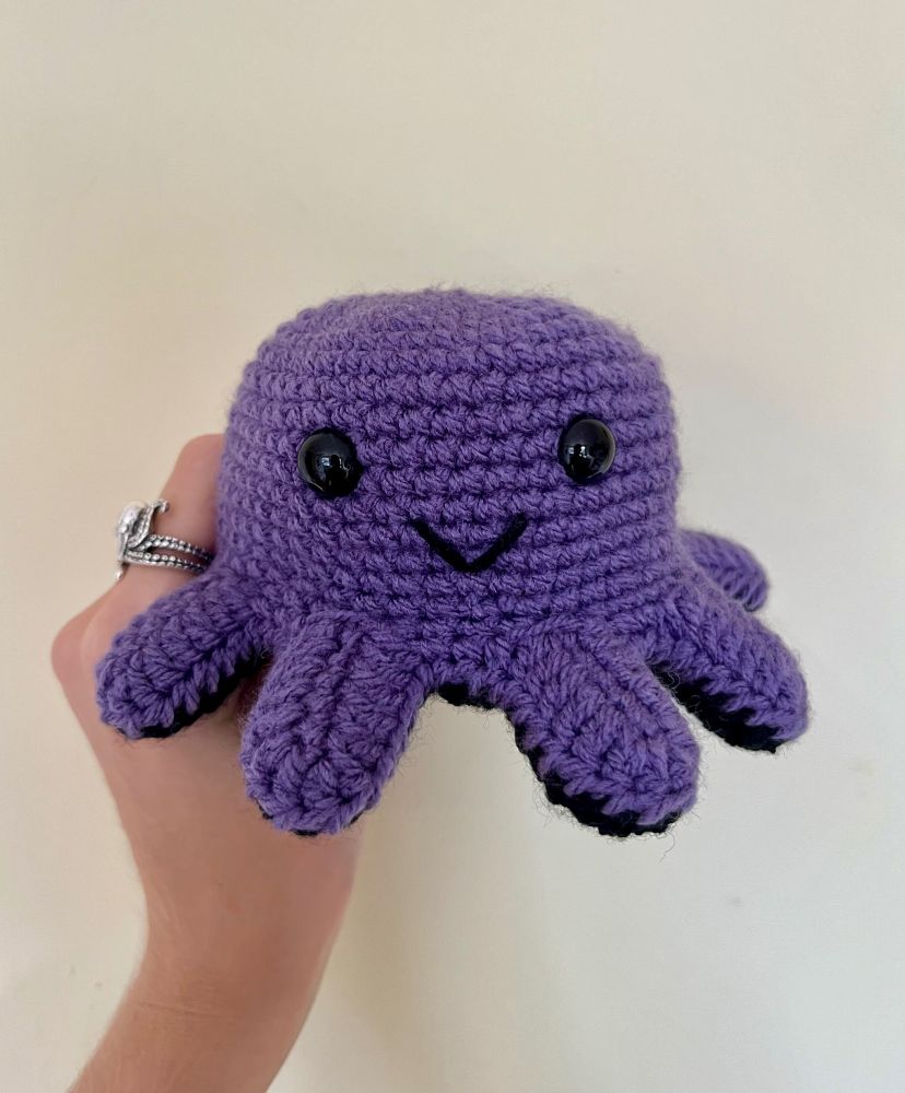 the purple side of the crochet reversible octopus!