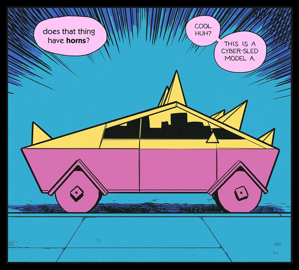 BEN: does that thing have horns?
GREG: Cool, huh? This is a Cyber-Sled Model A.