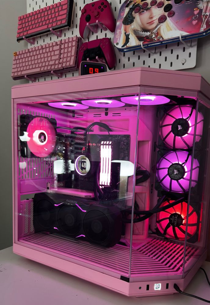 Pink Gaming computer with RGB fans and ram