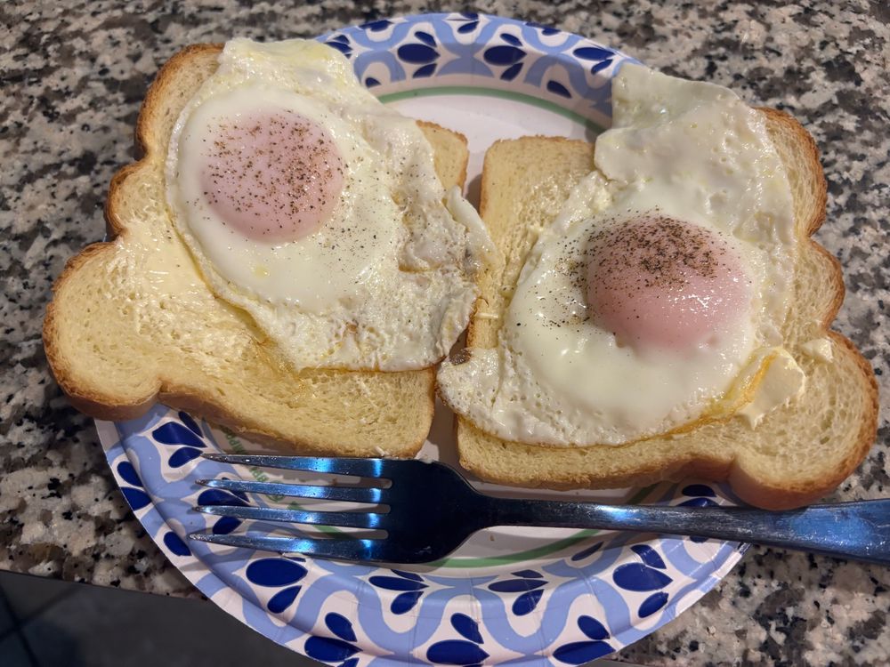 over easy eggs on bread