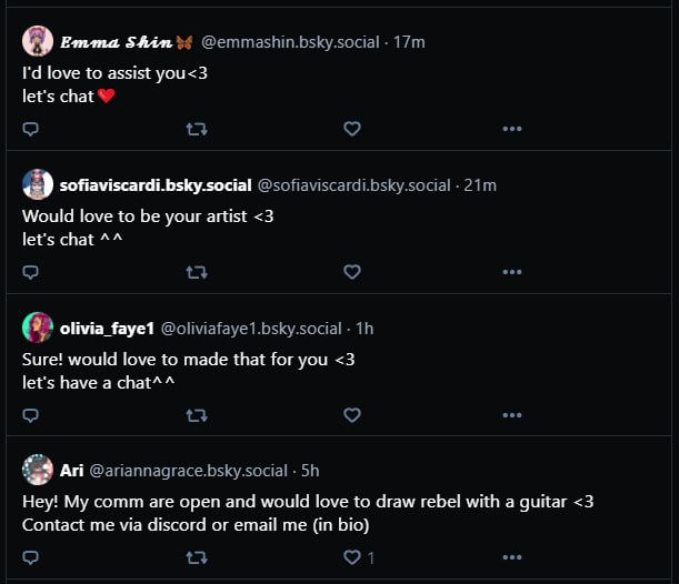 Screenshot of bots on a user's post
