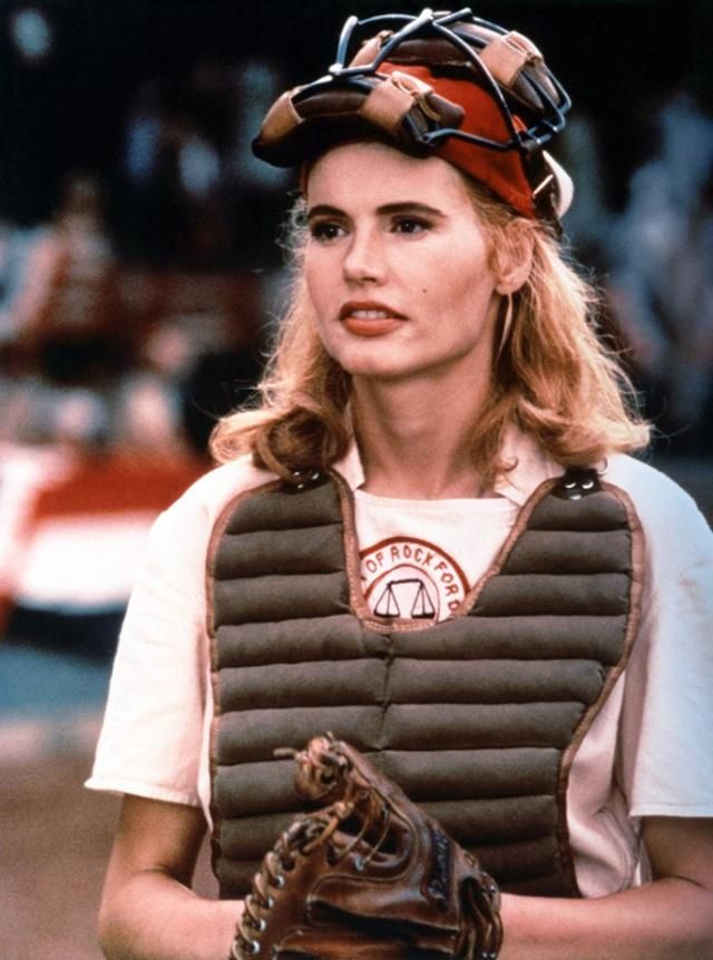Geena Davis as a Catcher in A League of their Own
