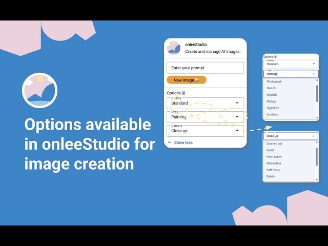 Create AI images and use options - onleeStudio