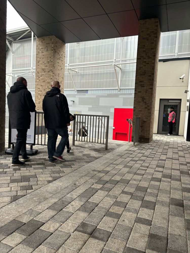 Entering lift in away end.