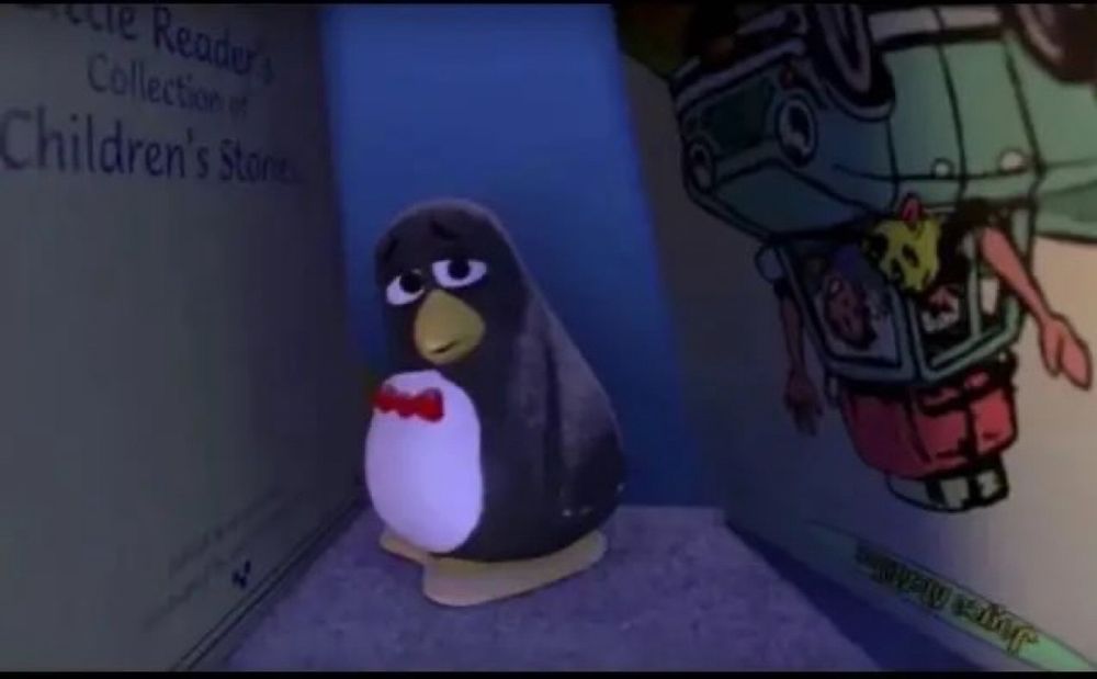 Disappointed Penguin Wearing a Red Bow tie Looking at You