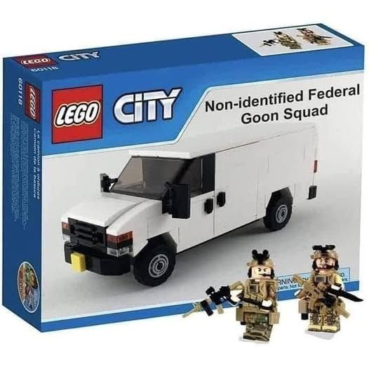 Lego City set. Non-identified Federal Goon Squad. Seems more relevant now than when it was made in 2020.