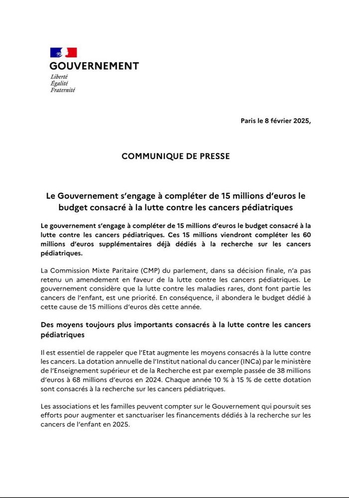 Communiqué de presse du gouvernement