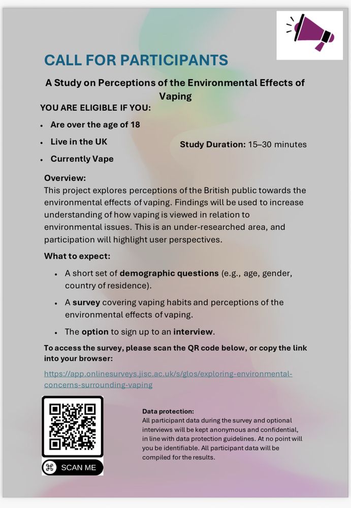 Photo of eligibility criteria for th vaping research project