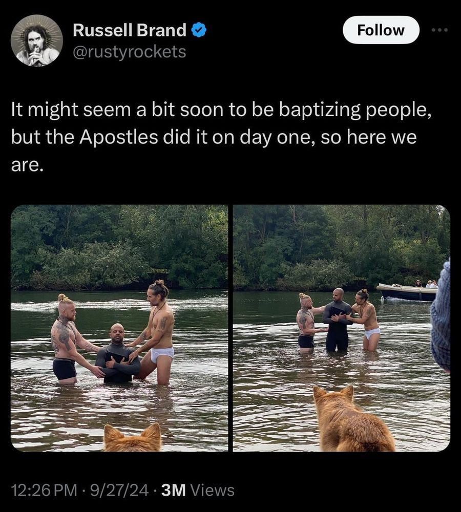 Russell Brand is apparently baptizing people now