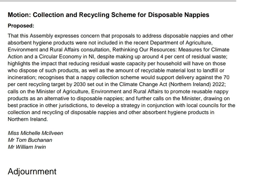 DUP Assembly motion on nappies 