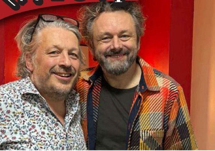 Michael Sheen with Richard Herring in the orange jacket