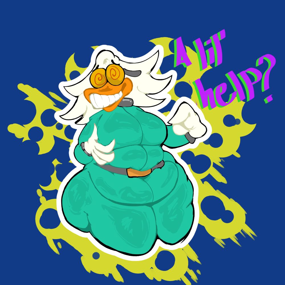 Drawing of Doc's suit getting a bit too tight on them