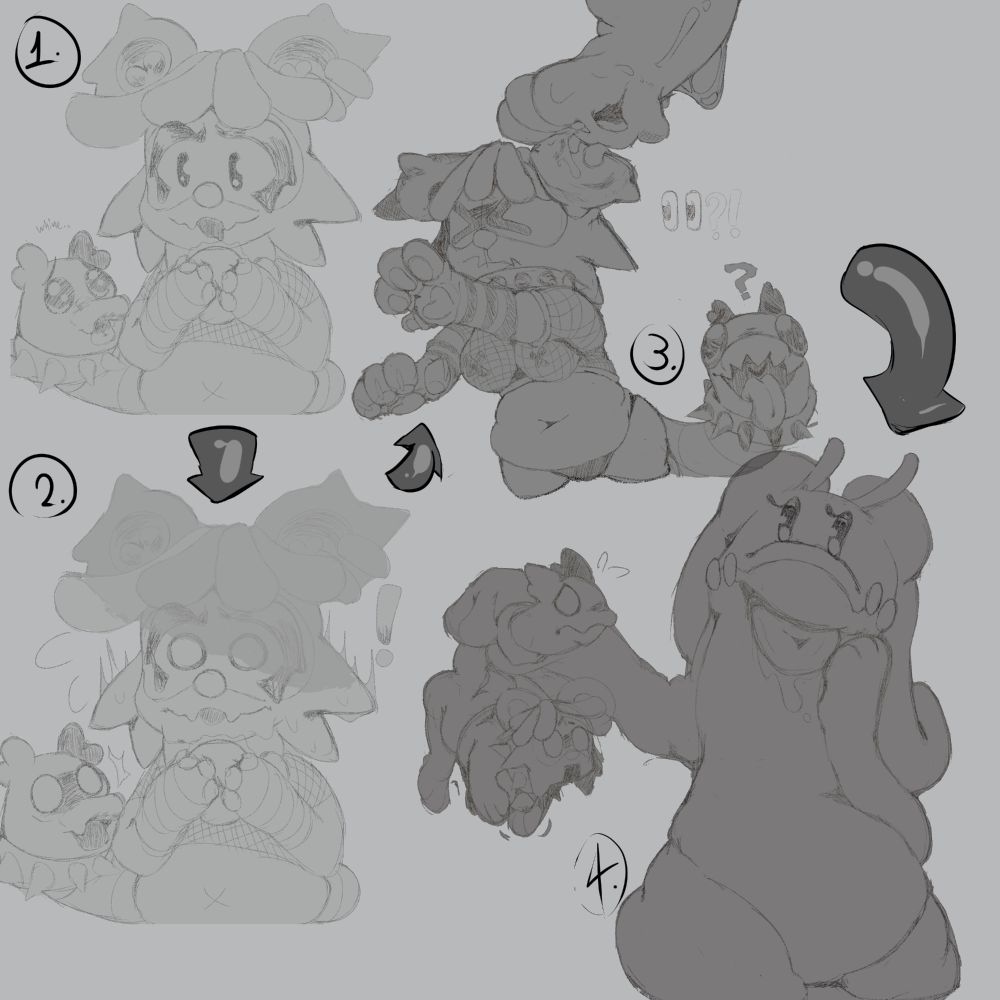 various drawing of me about to be eaten