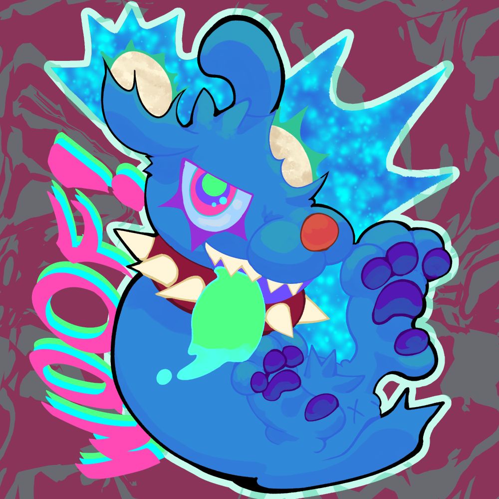 Little blue creature howlin 